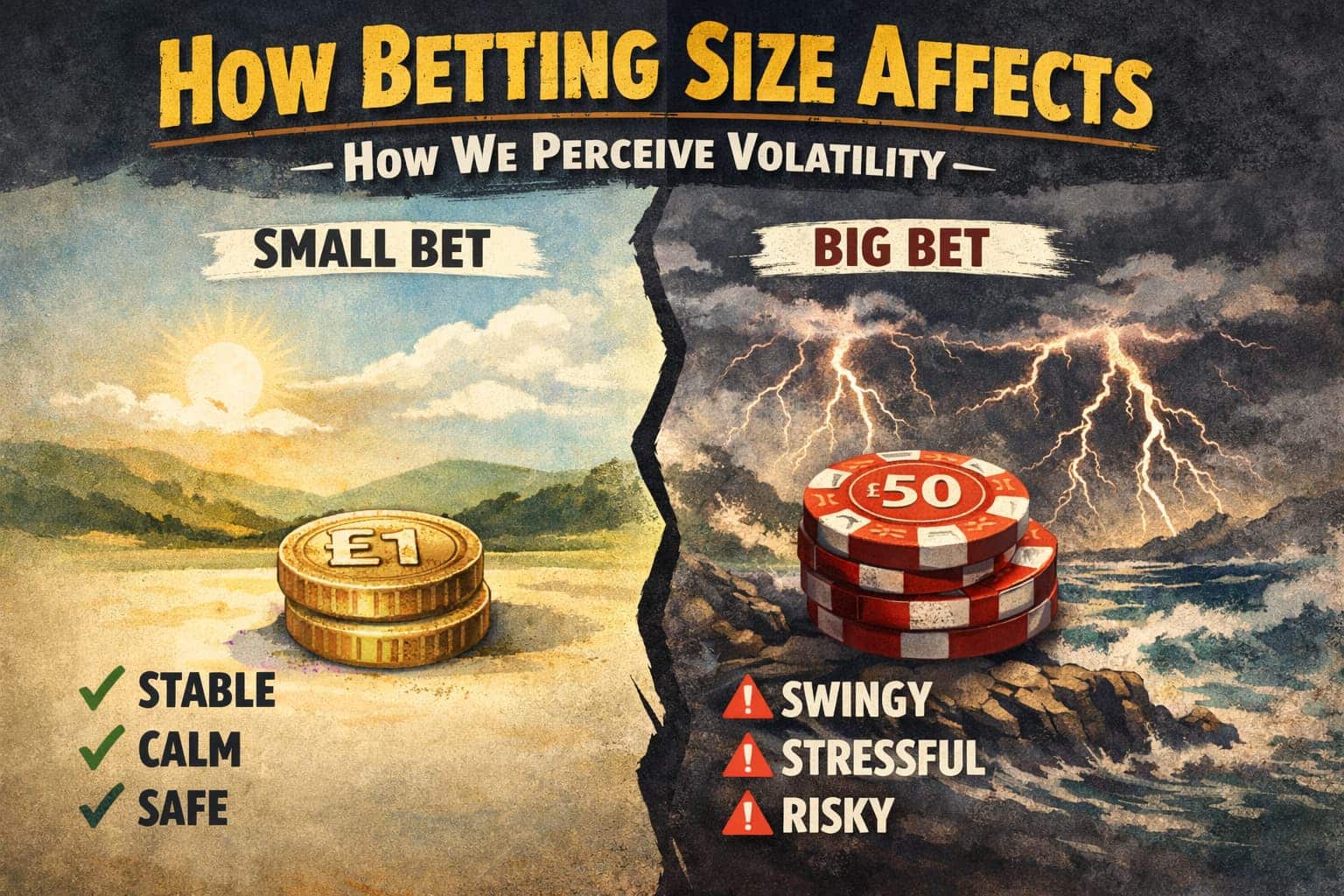image and infographic showing How Betting Size Affects How We Perceive Volatility